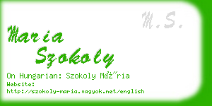 maria szokoly business card